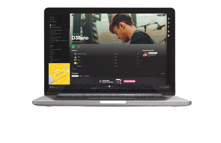 hugo gloss canción d3llano spotify mockup simuación