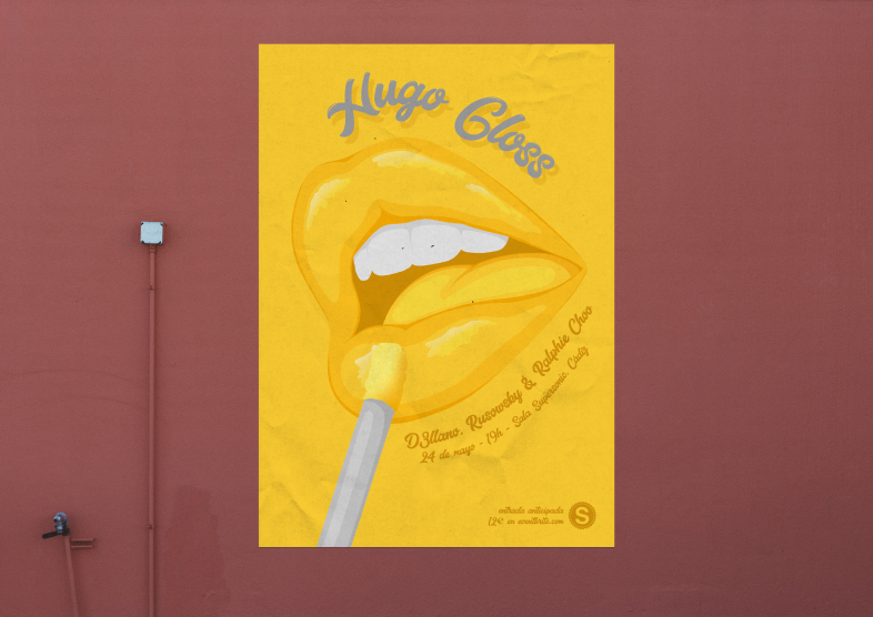 hugo gloss cartel mockup simuación